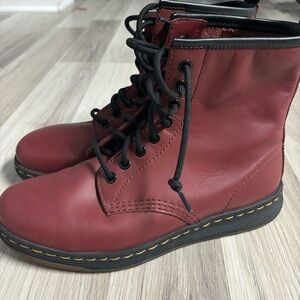 Women's Doc Martens Red Leather Lace-Up Boots